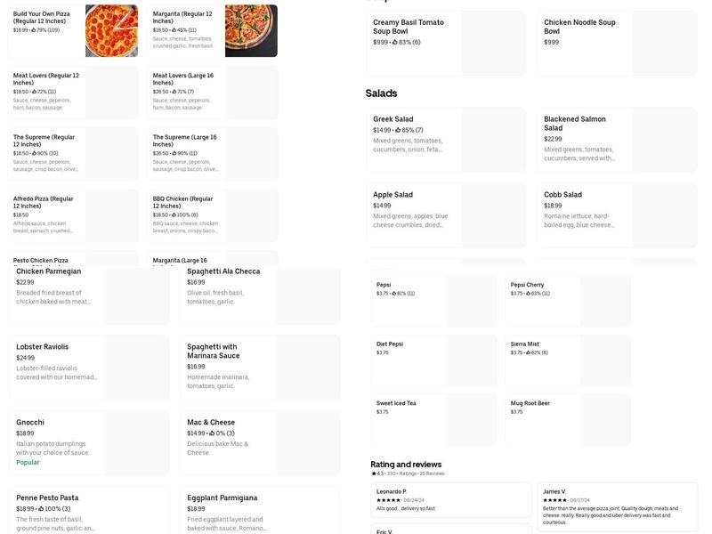 Italian Crust Pizzeria Menu