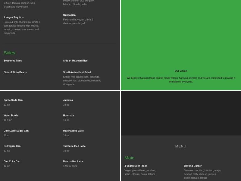 Yes Vegan Taco Menu