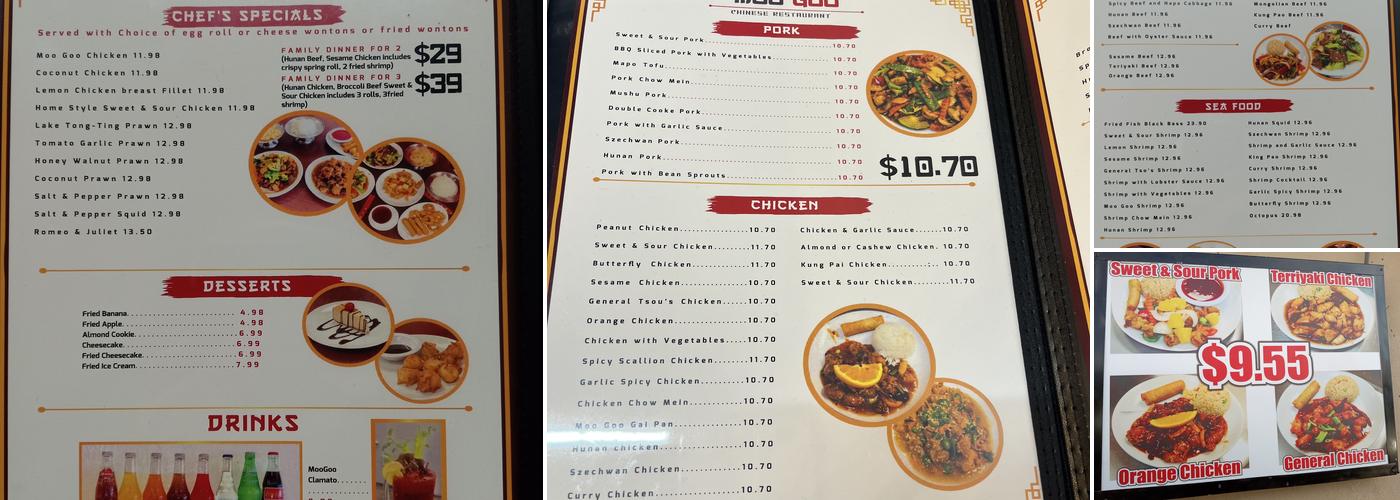 Moo Goo Chinese Restaurant Menu