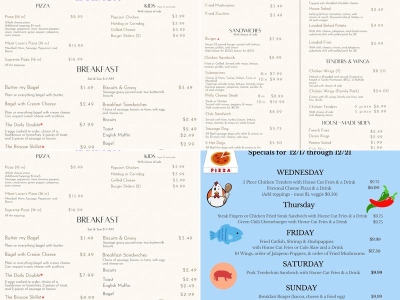 The Briscoe Bite Menu