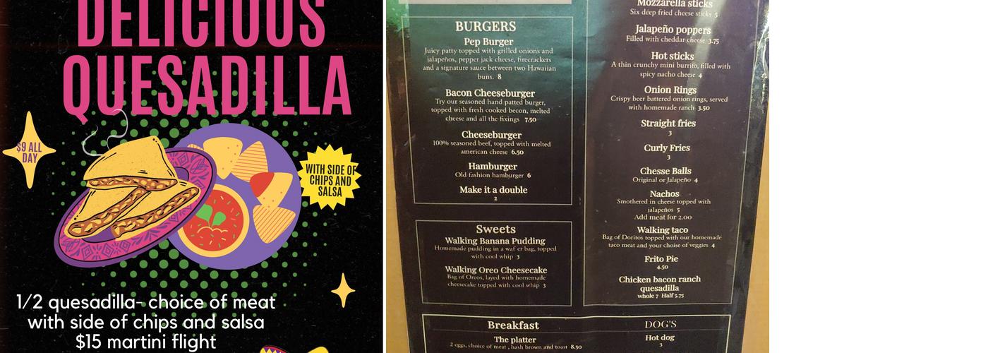 Inside Out Bar Menu