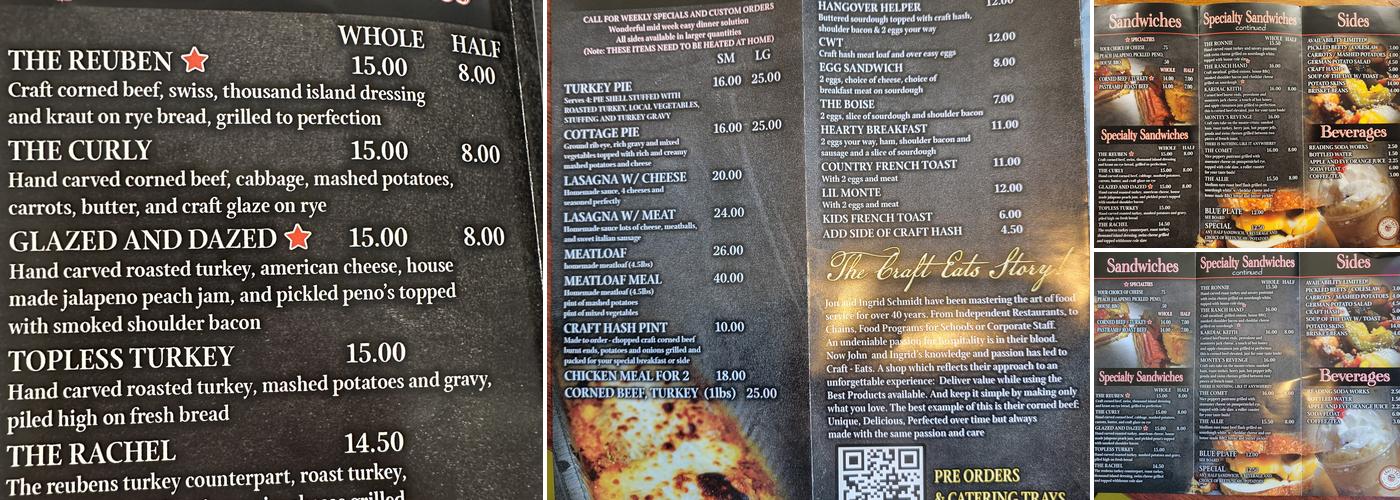 Craft Eats Menu