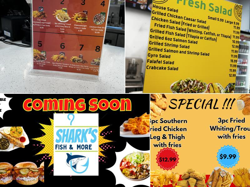 Shark's Fish and More Menu