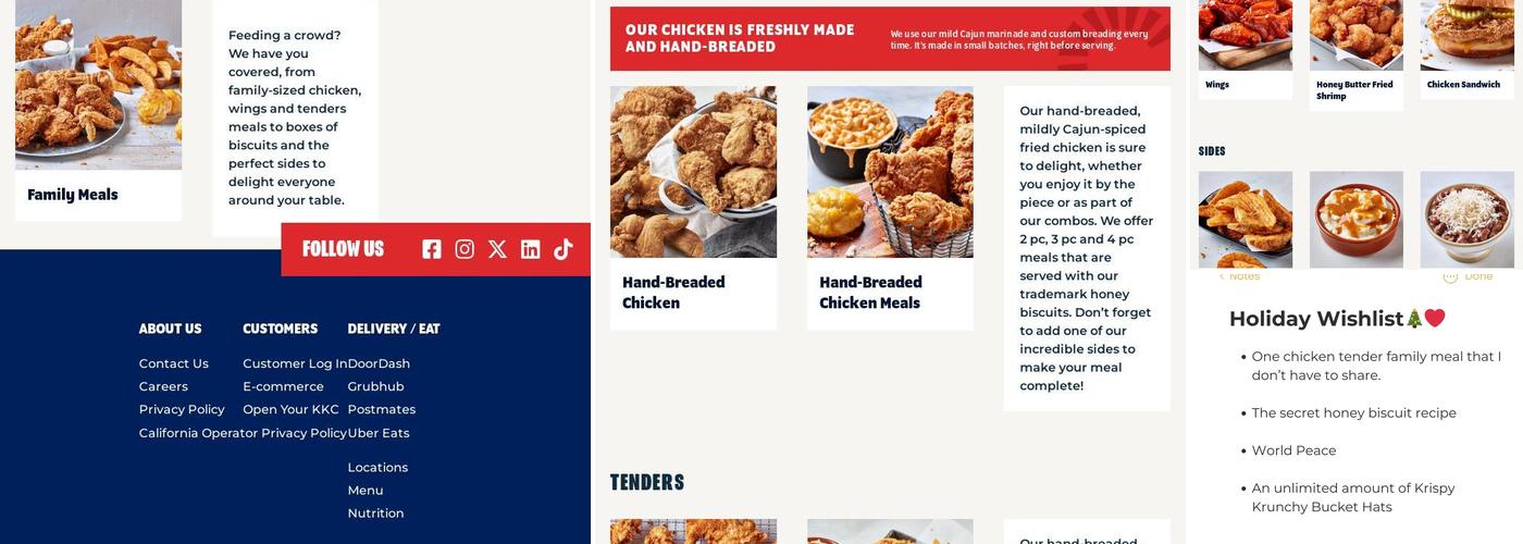 Krispy Krunchy Chicken Menu