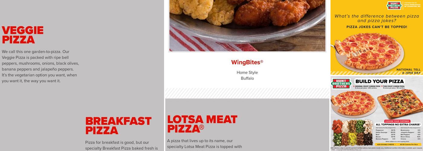 Hunt Brothers Pizza Menu