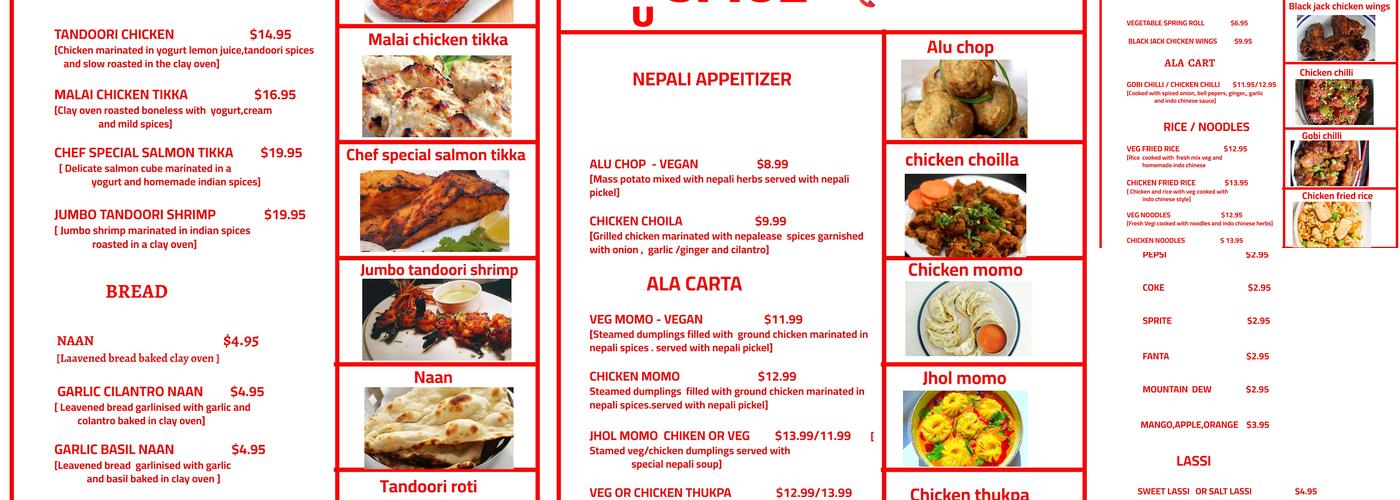 FIRE N SPICE Menu