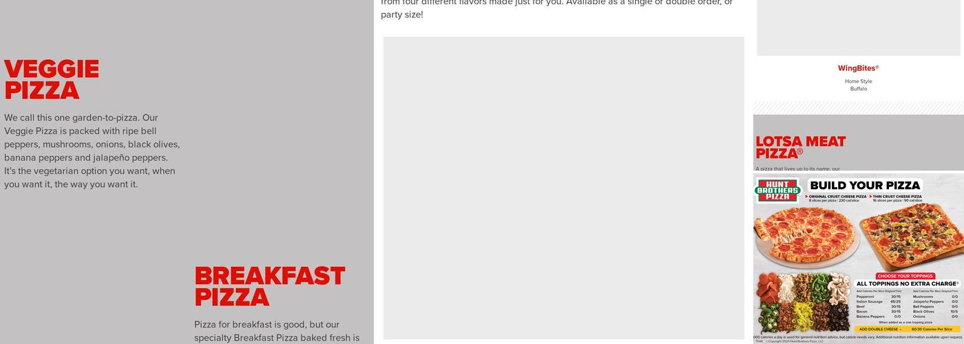 Hunt Brothers Pizza Menu