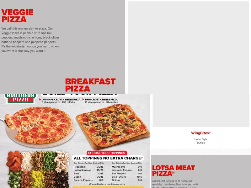 Hunt Brothers Pizza Menu