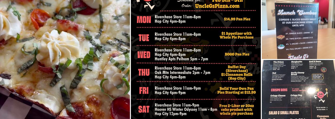 Uncle G’s Pizza Riverchase Menu