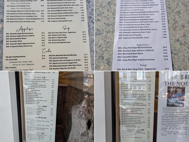 Dumpling kitchen - Noe Valley Menu