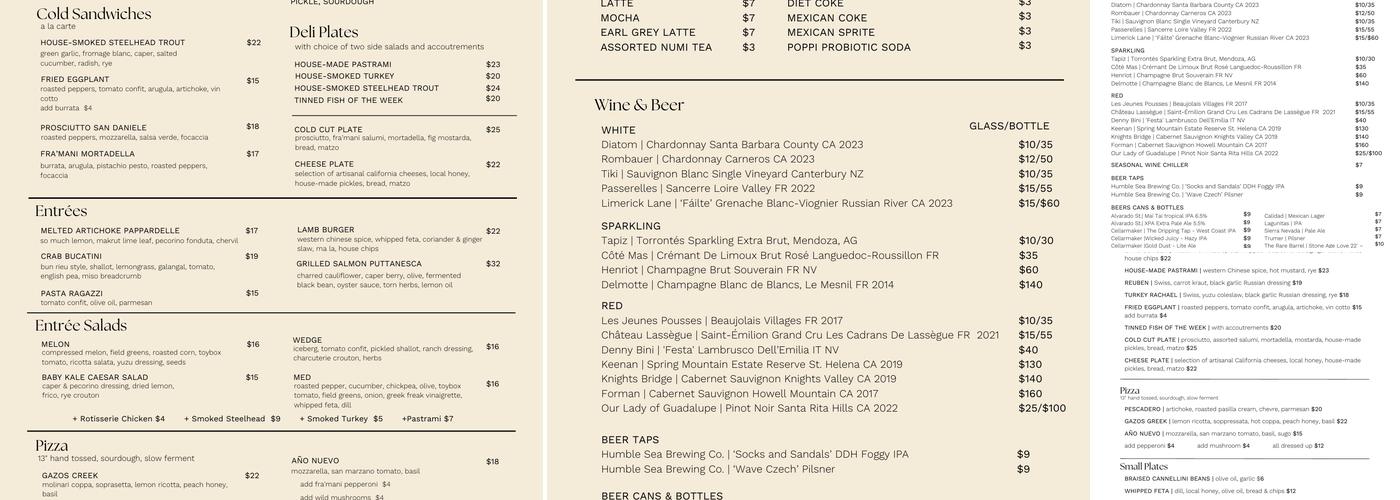 Sand Hill Sundeck Menu