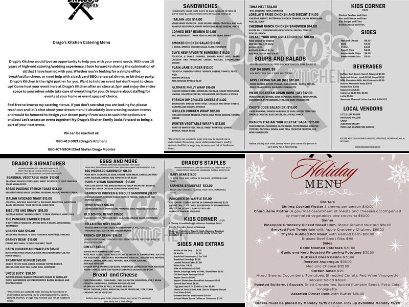 Drago's Kitchen Menu