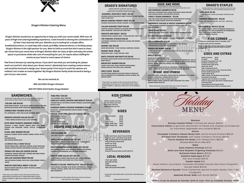 Drago's Kitchen Menu