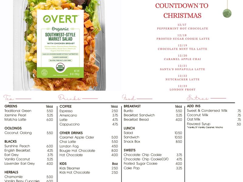 Avery's Modern Teahouse Menu