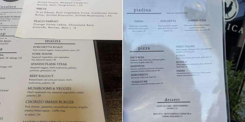 Rustica Menu