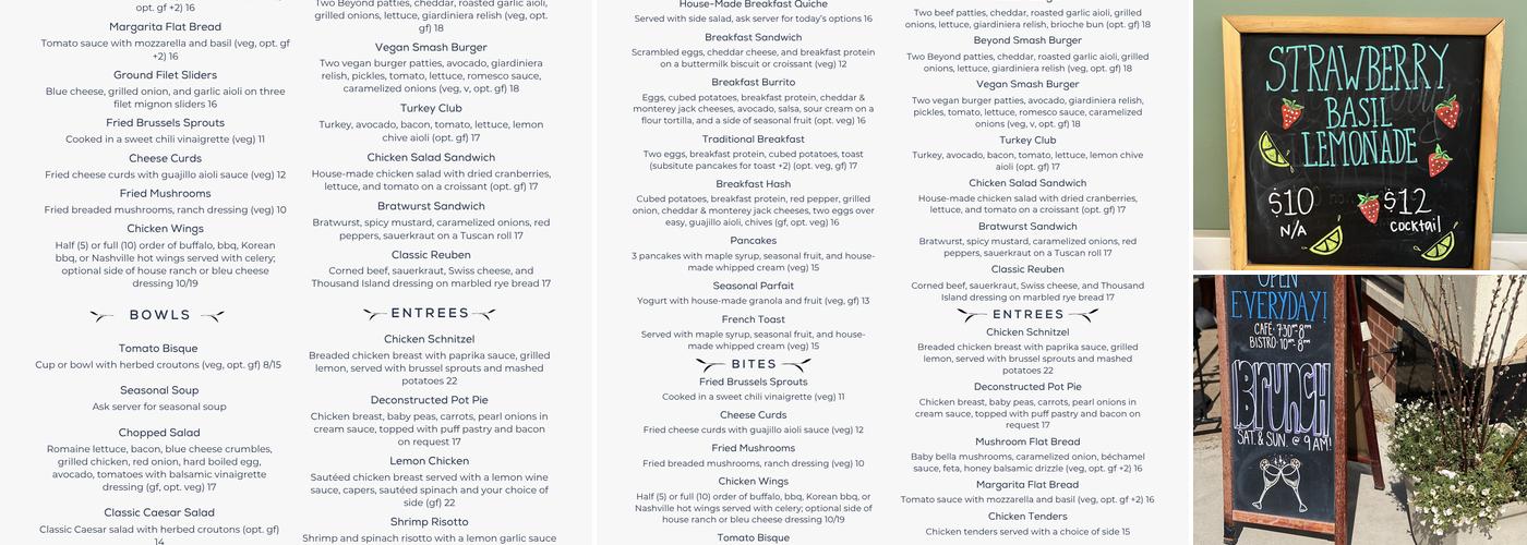 Willow Café and Bistro Menu