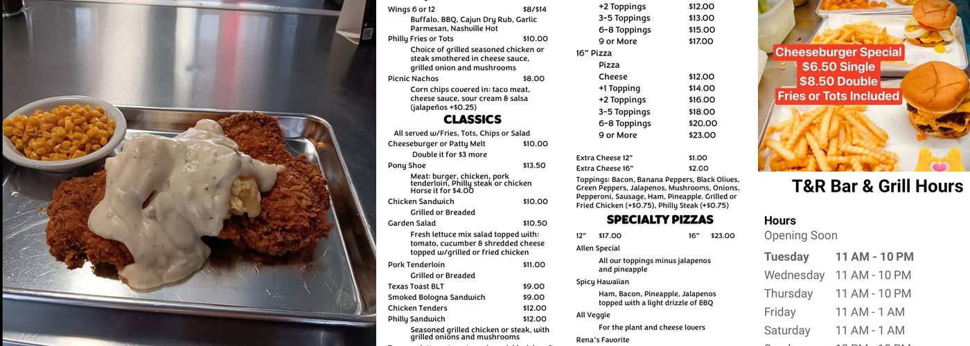 T&R Bar & Grill Menu