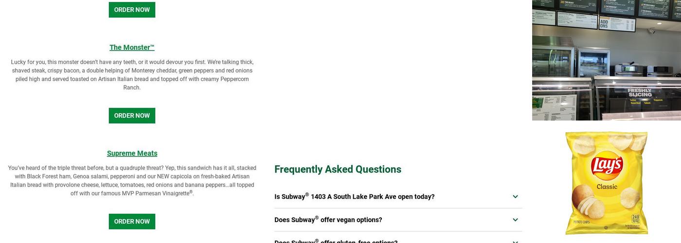 Subway Menu