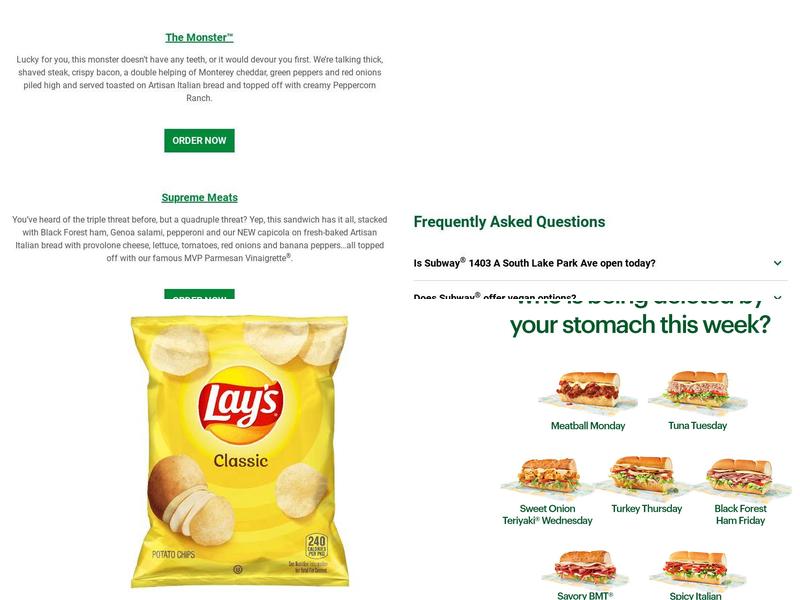 Subway Menu