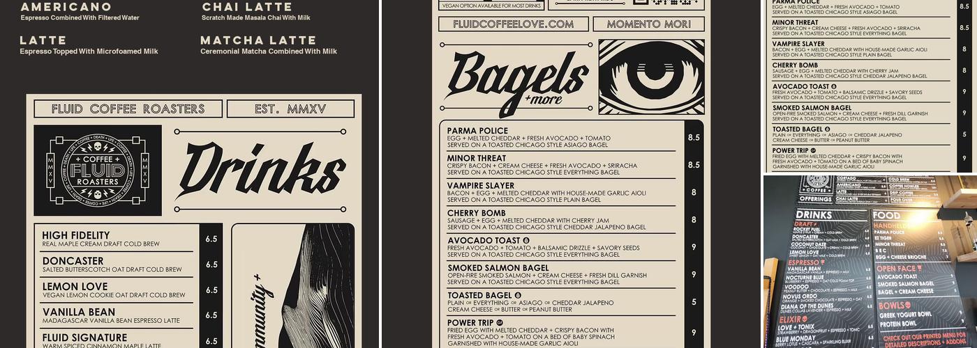 FLUID Coffee Roasters Menu