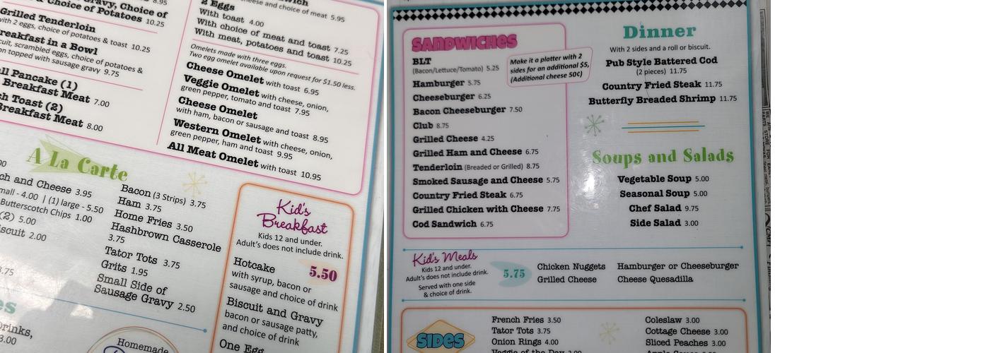 Flying Pig Diner Menu