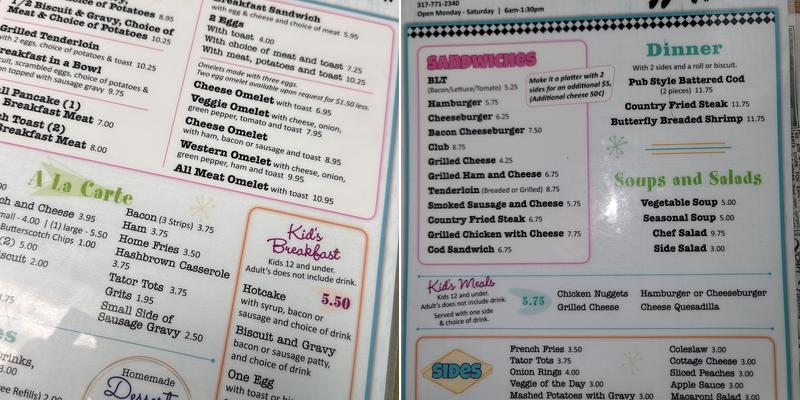 Flying Pig Diner Menu