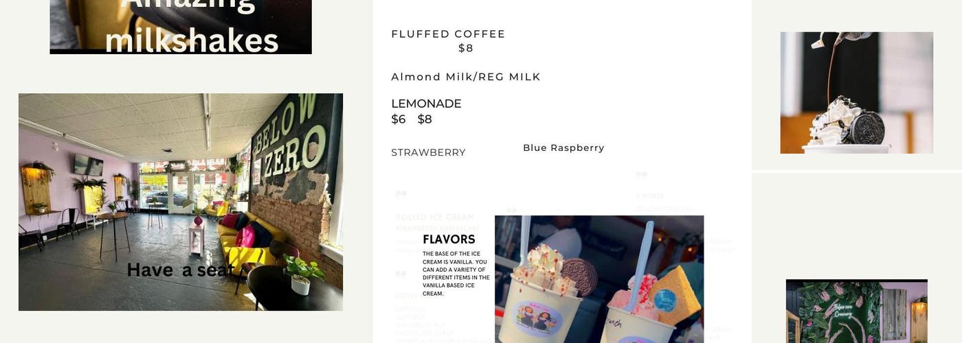 Below Zero Creamery Menu