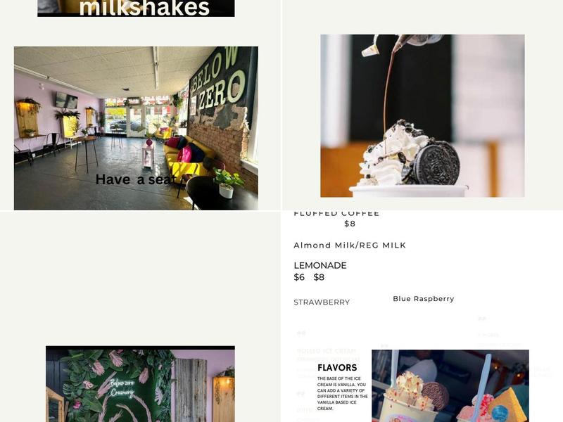 Below Zero Creamery Menu