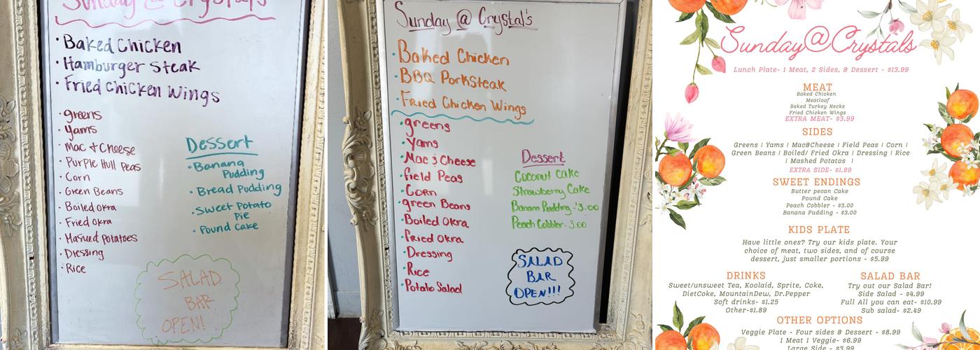 Crystal's Diner Menu