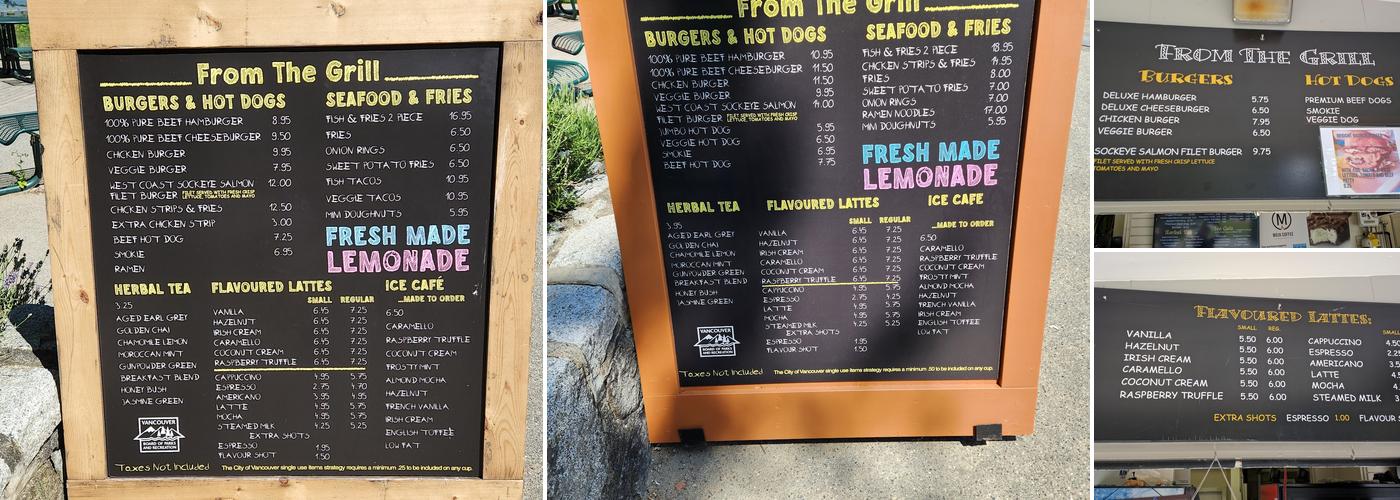 Third Beach Concession Menu