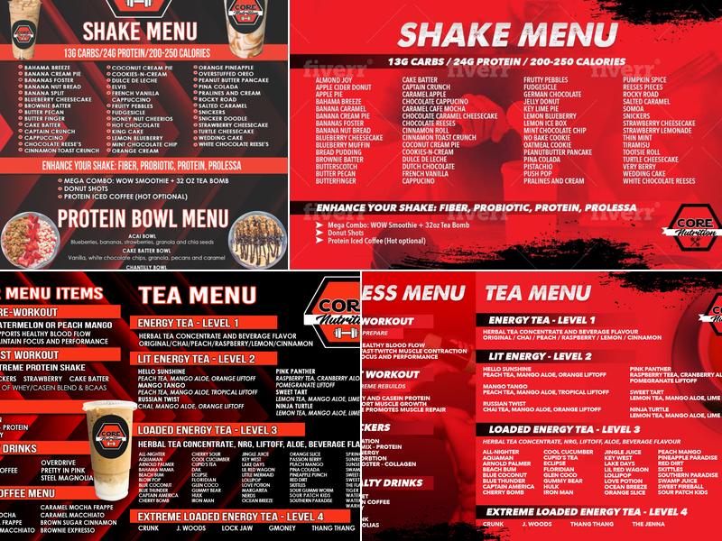 CORE Nutrition Menu