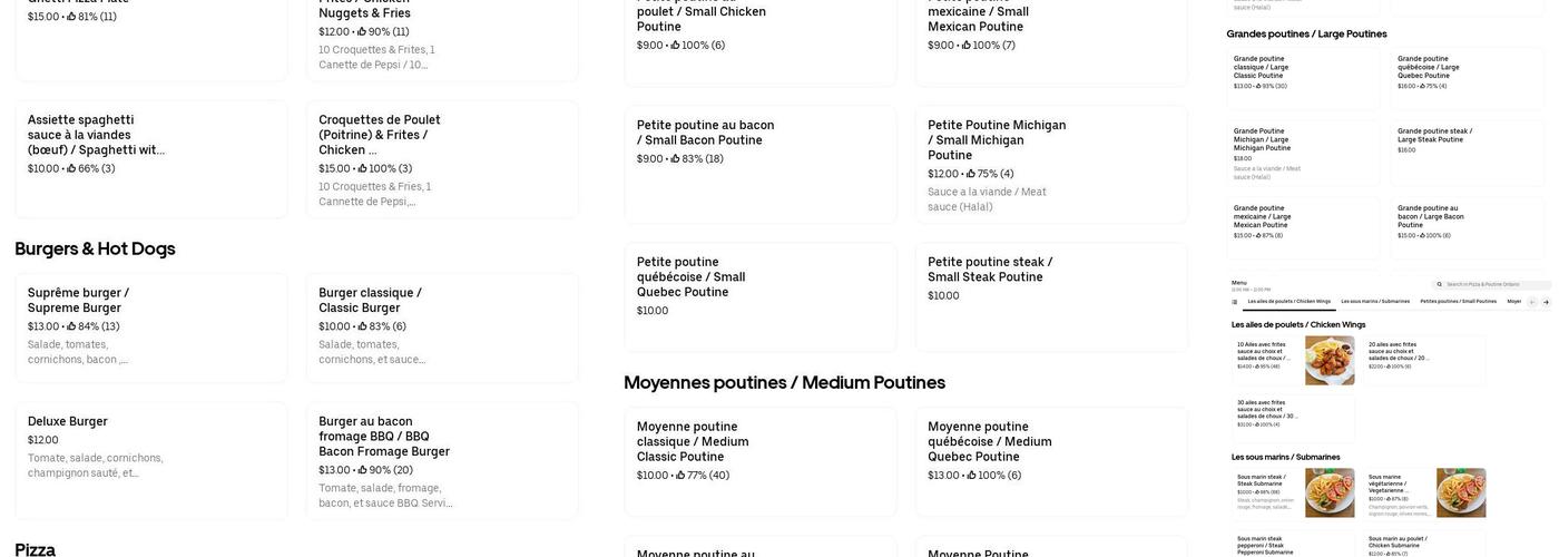 Pizza & Poutine Menu