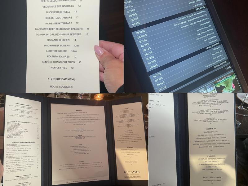 Blue Bovine Steak + Sushi House Menu