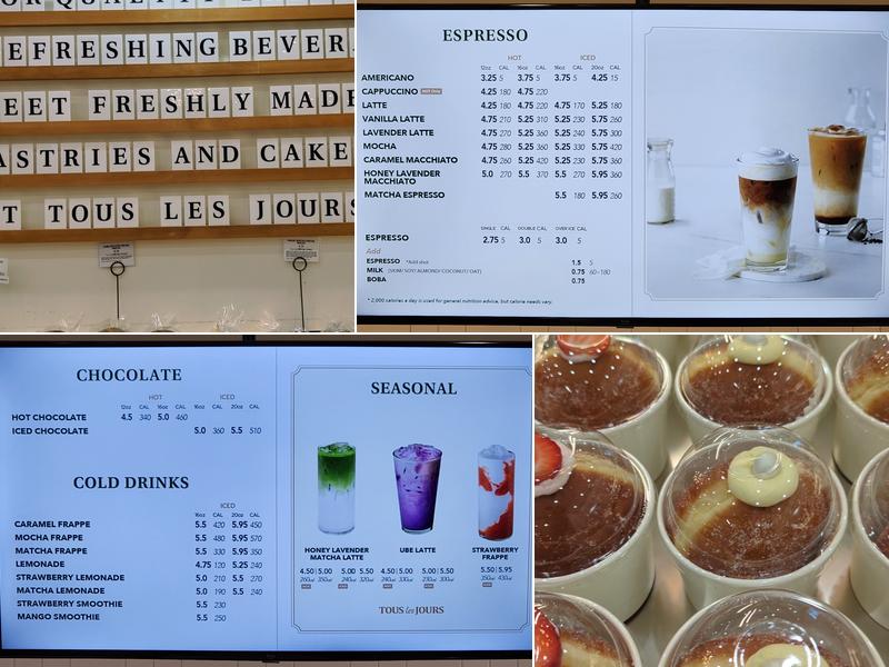 Tous les Jours Cafe Menu