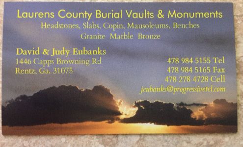 Laurens County Burial Vaults & Monuments 1446 Capps Browning Rd, Rentz Georgia 31075