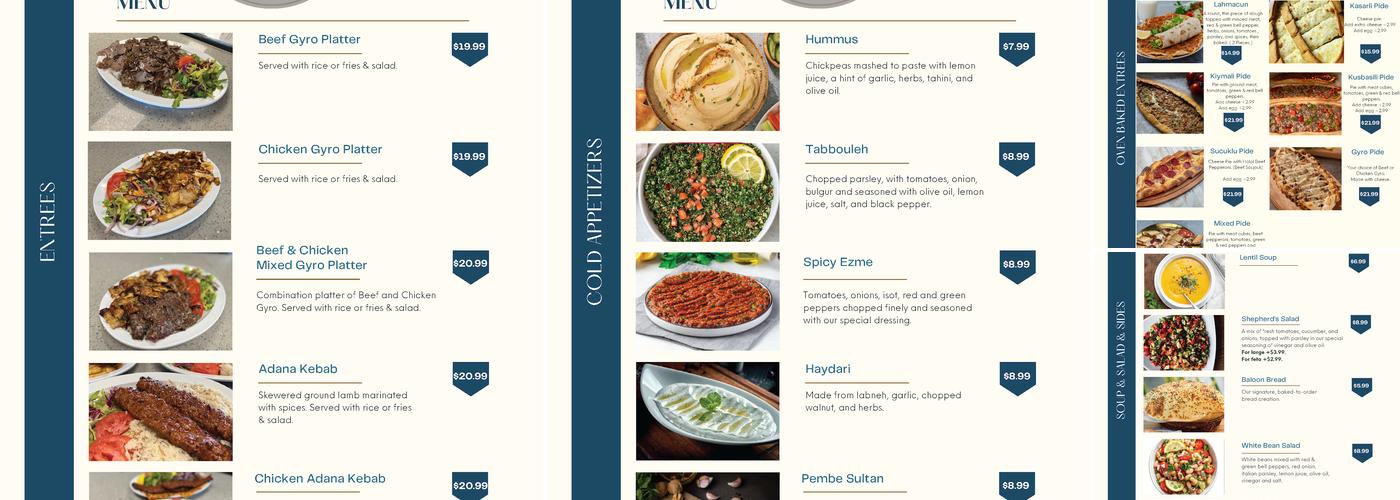 Angora Mediterranean Grill Menu