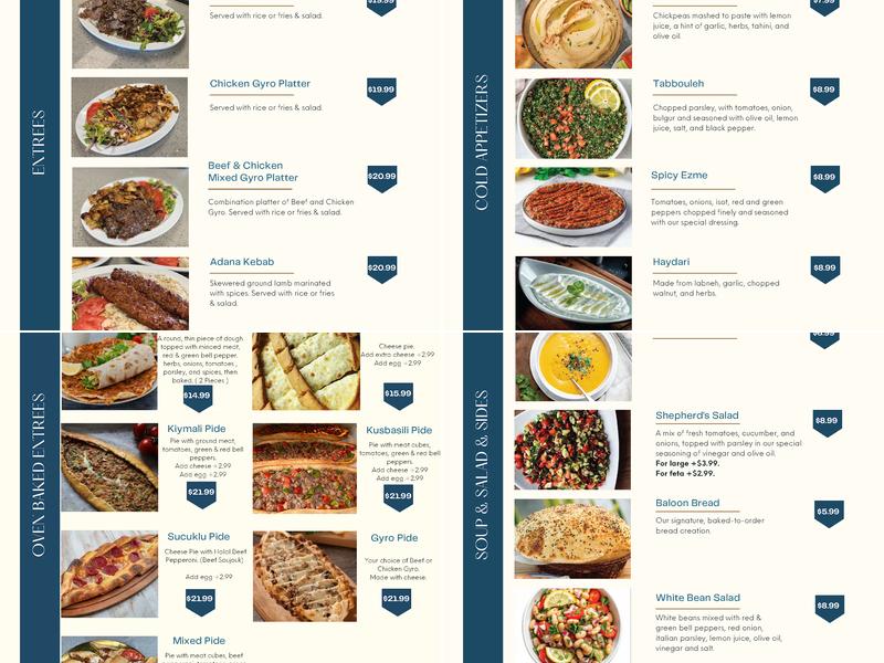 Angora Mediterranean Grill Menu