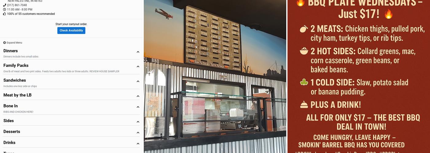 Smokin’ Barrel BBQ NEW PAL Menu