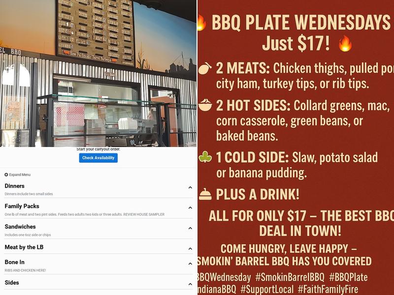 Smokin’ Barrel BBQ NEW PAL Menu