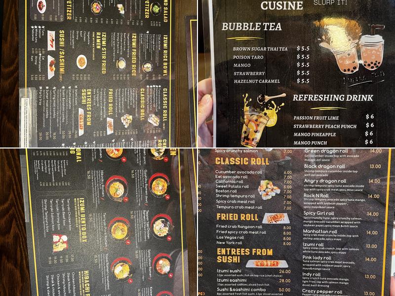 Izumi Japanese Cuisine Menu