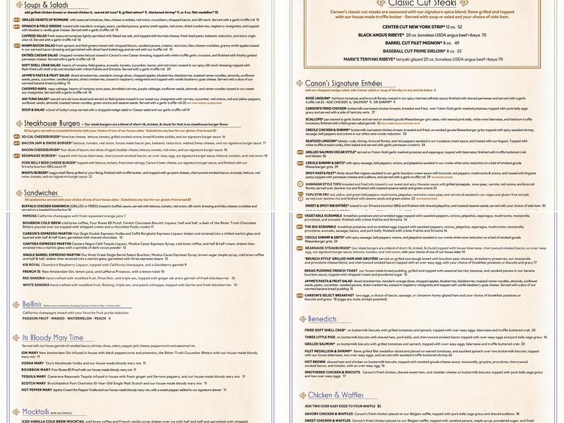 Carson's Food & Drink - At Andover Menu