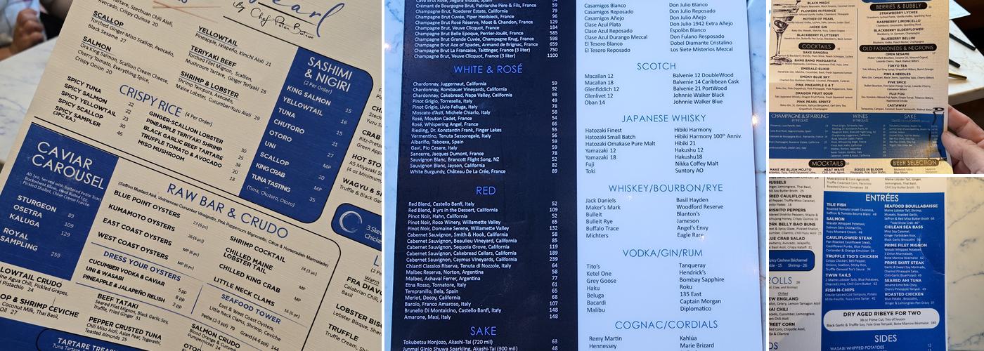 Blue Pearl Menu