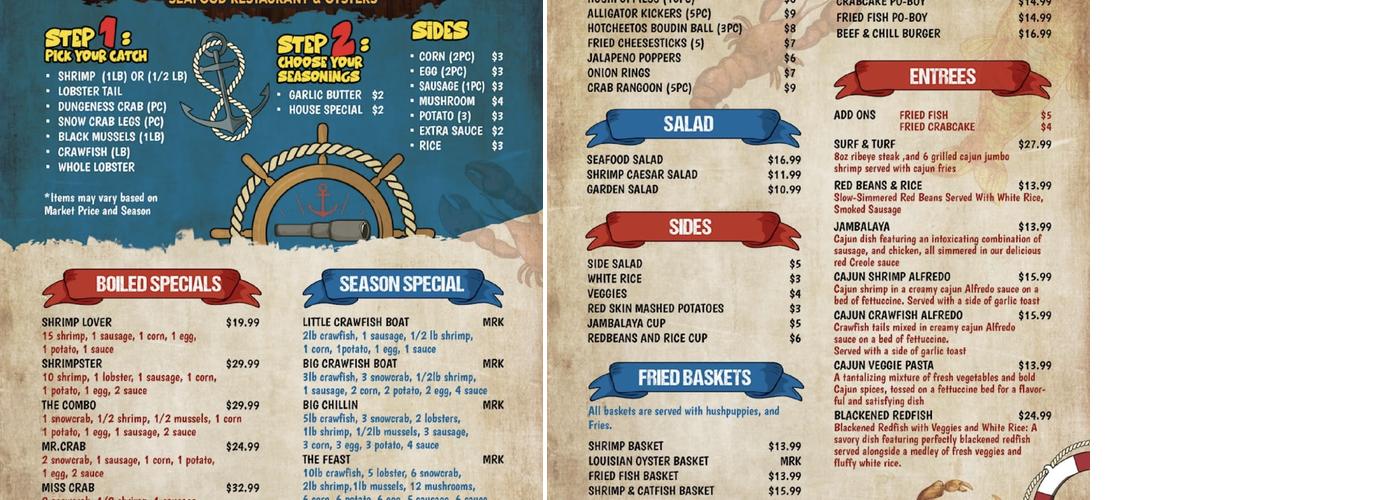 Crawfish and Chill Luling Menu