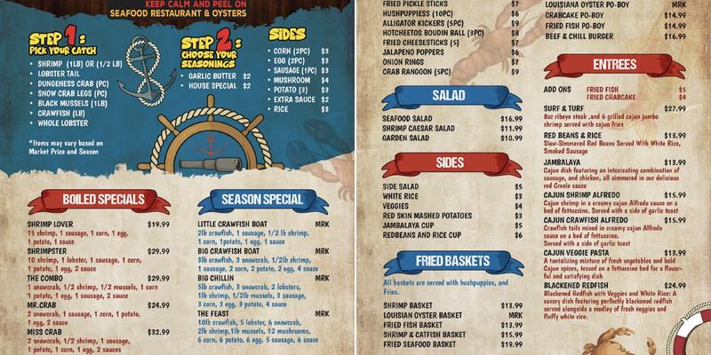 Crawfish and Chill Luling Menu