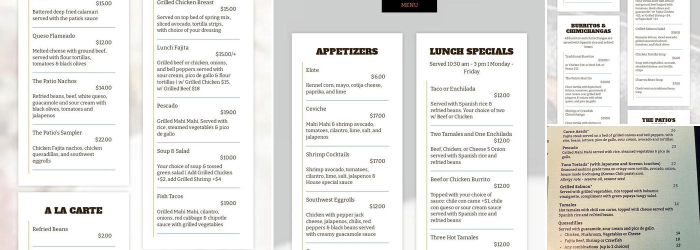 The Patio Tex-Mex Fusion Menu