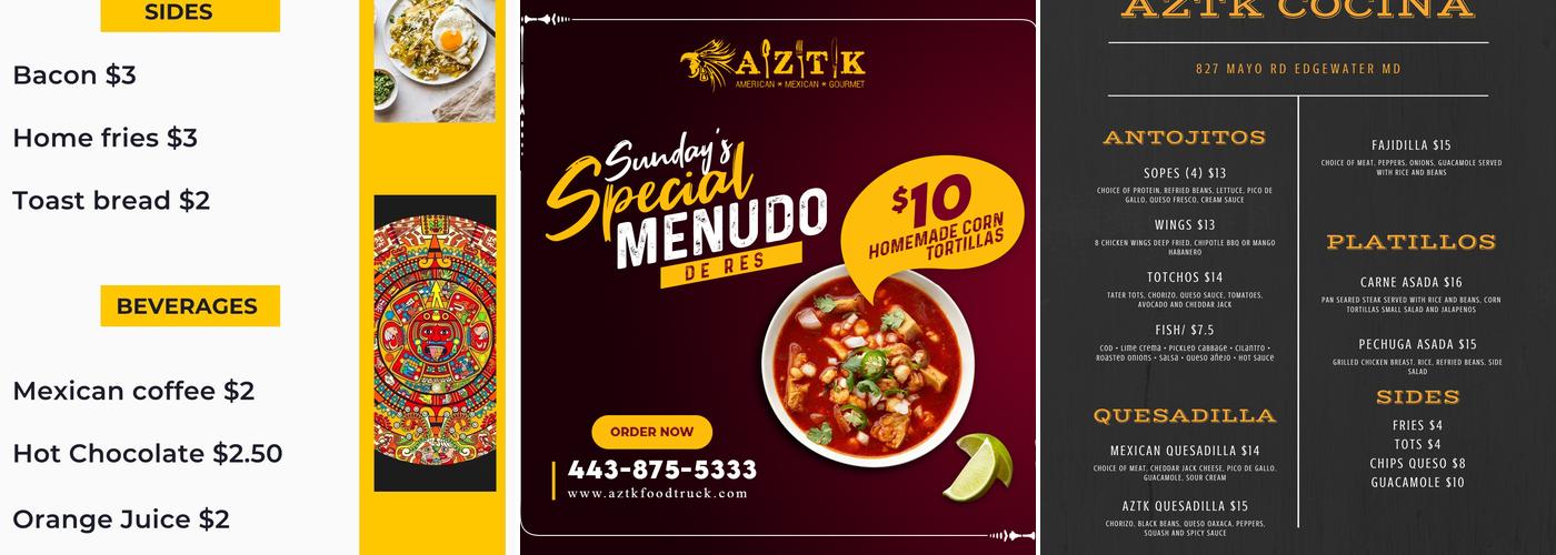 AZTK COCINA Menu