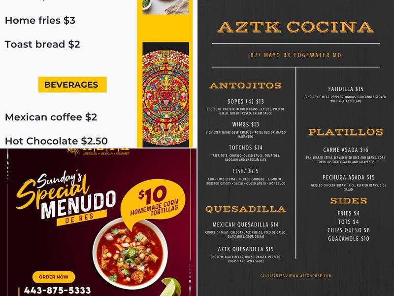 AZTK COCINA Menu