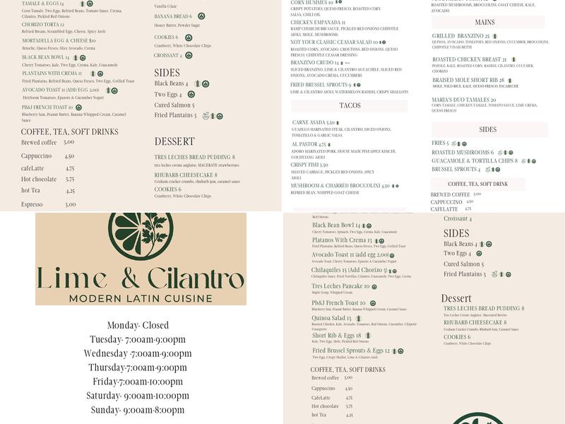 Lime & Cilantro Menu