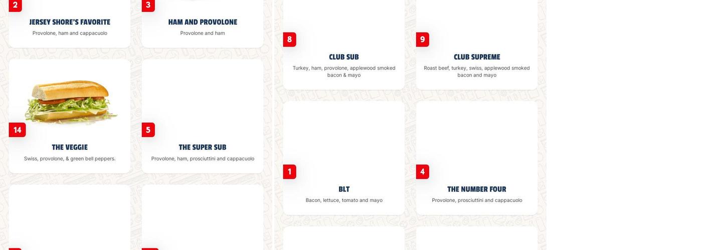 Jersey Mike's Subs Menu