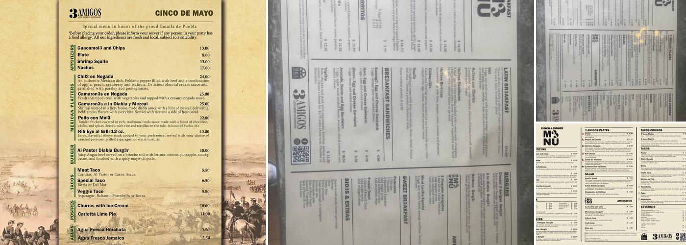 3 Amigos Menu